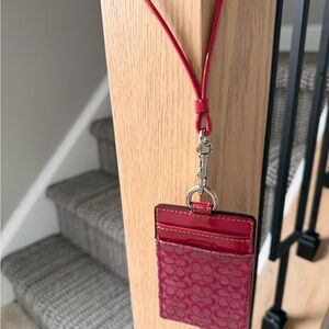Coach Pink Card Holder Lanyard